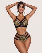 Leopard Print Push Up Bra and Panty Set