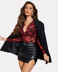 Mesh Zipper Sheer Bodysuit