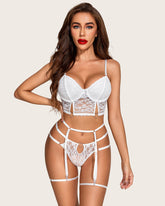 4 Piece FLace Push Up Bra and Panty Set