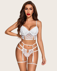 4 Piece FLace Push Up Bra and Panty Set