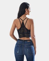 V Neck Racerback Crop Top