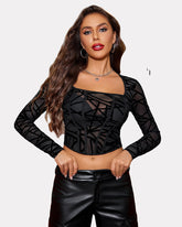 Mesh Top Y2K Sheer Blouse