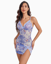 Sheer Lace Side Slit Nightgown