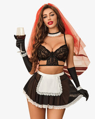Maid Outfit Cosplay Costumes 6 Pcs Lingerie Set