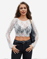 Long Sleeve Sheer FLace Tops