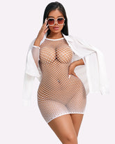 Fishnet Dress Long Sleeve Cover Up