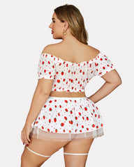 Plus Size Garter Mesh Lingerie Set