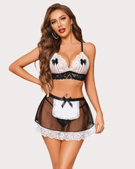 Maid Costume FLace Lingerie With Chain