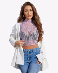 Mock Neck Lace FSee Through Tank