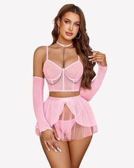 Chain Linked Bustier Lingerie Set