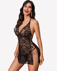 Deep Lace Side Slit Boudoir Outfits