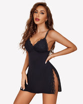 Strap Chemise Side Slit Sleepwear