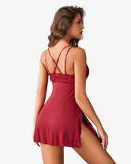 Strap Chemise Side Slit Sleepwear