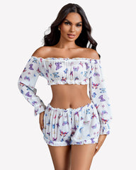 Off Shoulder Ruffle Bra and Panty Set