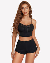 Pajama Sets Lace Trim Short PJ Set