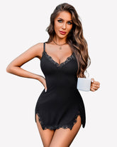 Soft Cotton Lace Trim Sleep Dress