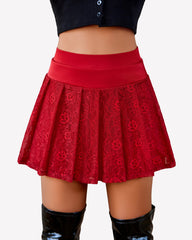 Pleated Skater Skirt Lace Flared Mini Skirts