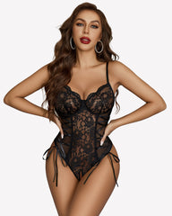 Lace Bodysuit Side Lace-up Boudoir Outfits
