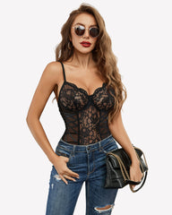 Lace Bodysuit Side Lace-up Boudoir Outfits