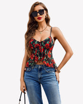 Y2k Cami Top Ruffle Flowy Tank Blouse