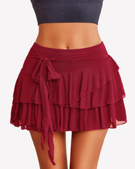 Flowy Hem Multi-Layer Ruffle Trim Skirt
