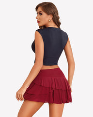 Flowy Hem Multi-Layer Ruffle Trim Skirt
