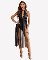 Mesh Nightwear Side Split Nightgown
