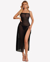 FPrint Mesh Side Split Nightgown