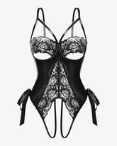 PU Cutout Teddy Underwire Bodysuits