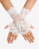 Short Lace Gloves Fingerless Bridal Wrist Glove