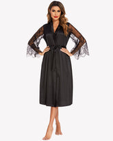 FLong Sleeves Lace Kimono Robe