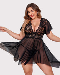 Plus Size Babydoll FLace Lingeries