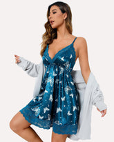 Lace Satin Leopard Slips Nightie Dress