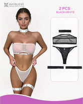 2 Packs Sheer Mesh Bra and Thong Set