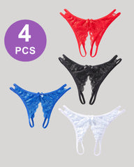 Lace Bows Open-Cut Panties Set