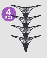 Embroidered Lace Thong Panty Set
