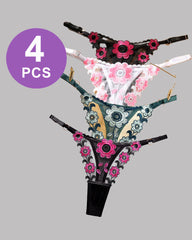 Low Waist Triangle Lace Thong Panty Set