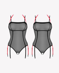 Crotchless Sheer Mesh Tulle Teddy