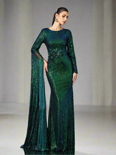 Green Embroidered Sequin Mermaid Formal Dress