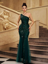 One Shoulder Sequin Mermaid Evening Dress