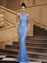 Lightblue Shimmer Elegant Cocktail Dress