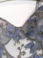 Lace Up Butterfly Embroidery Teddy