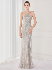One Shoulder Sequin Prom Dress