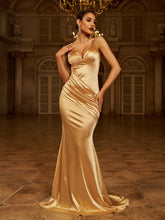 Draped Spaghetti Satin Dress