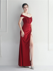 Sexy Off Shoulder Wrap Emerald Green Prom Dress