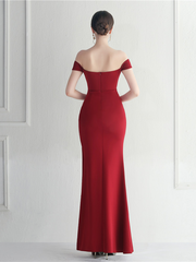 Sexy Off Shoulder Wrap Emerald Green Prom Dress