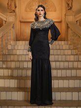 Sequin Cape Collar Black Muslim Dress