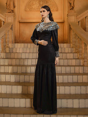 Sequin Cape Collar Black Muslim Dress