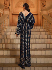 Bat-sleeve V-neck Leaf Sequin Loose Dress