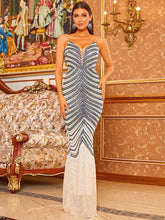 Sexy V-Neck Stripe Mermaid Prom Gown